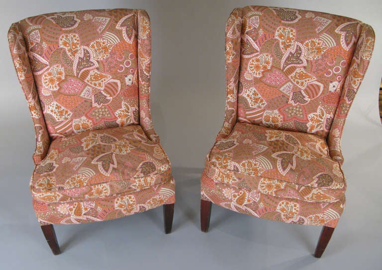 Mid-20th Century Pair of Antique Slipper Wing Chairs
