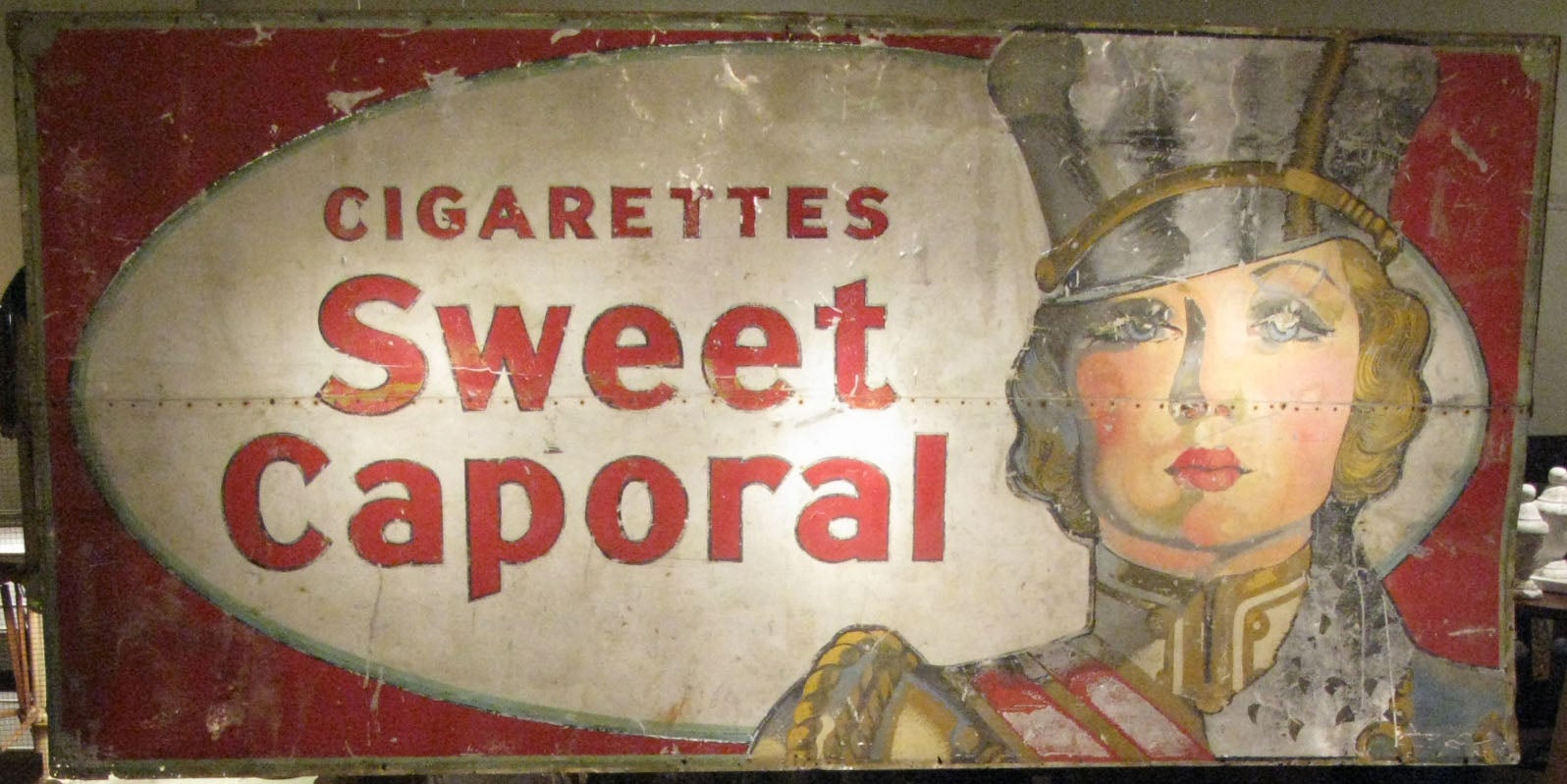 Monumental Antique 'Sweet Caporal' Metal Trade Sign