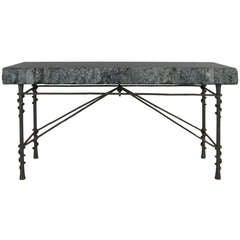 Iron and Stone Console Table by Maitland Smith