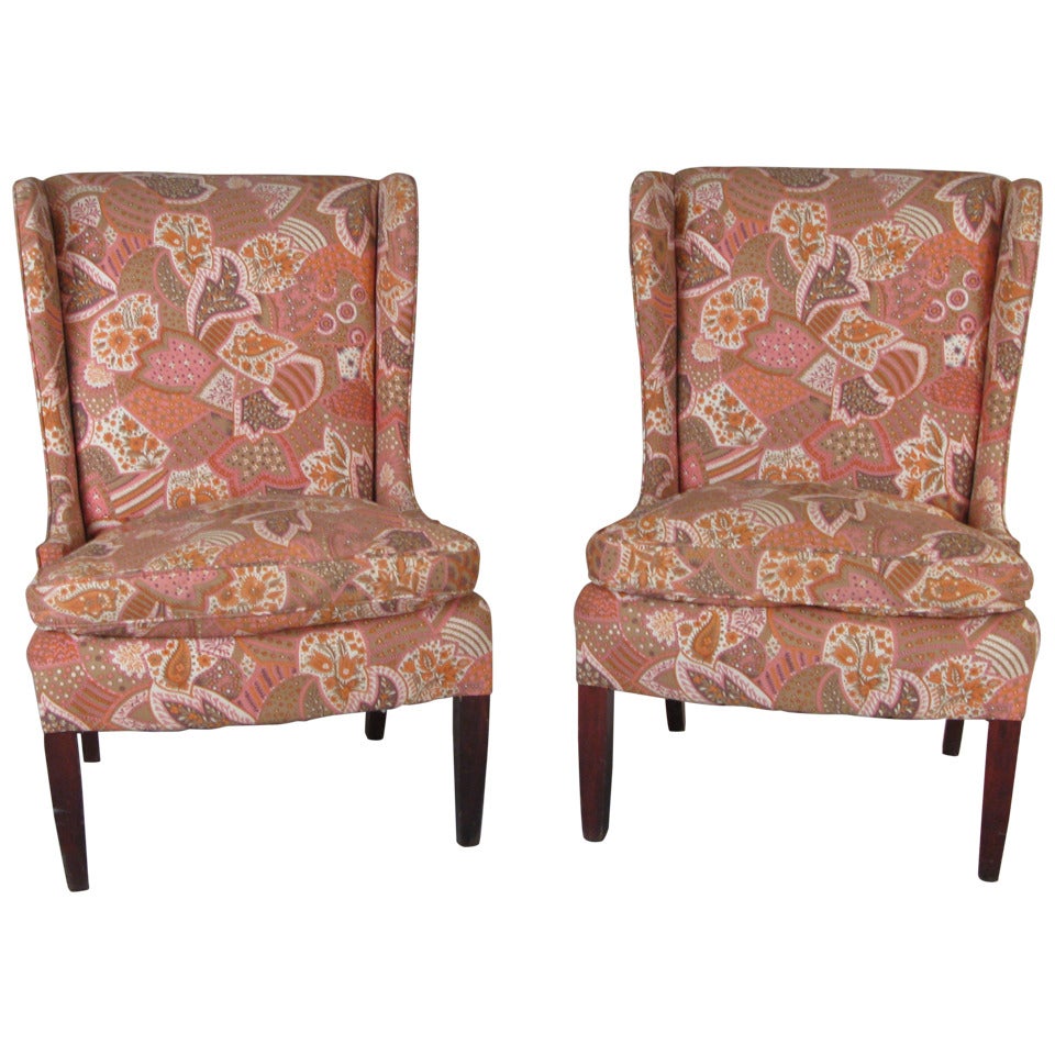 Pair of Antique Slipper Wing Chairs