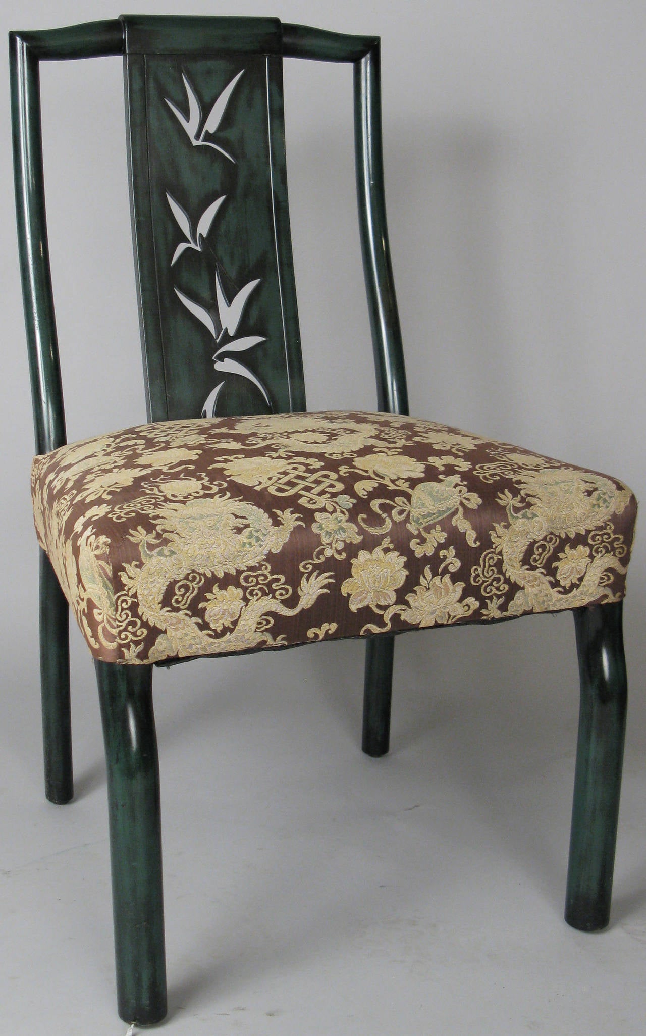 Chinoiserie Set of Eight 1940s Dining Chairs by James Mont