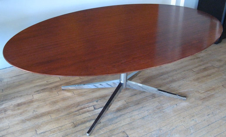 Rosewood & Chrome Oval Table by Florence Knoll