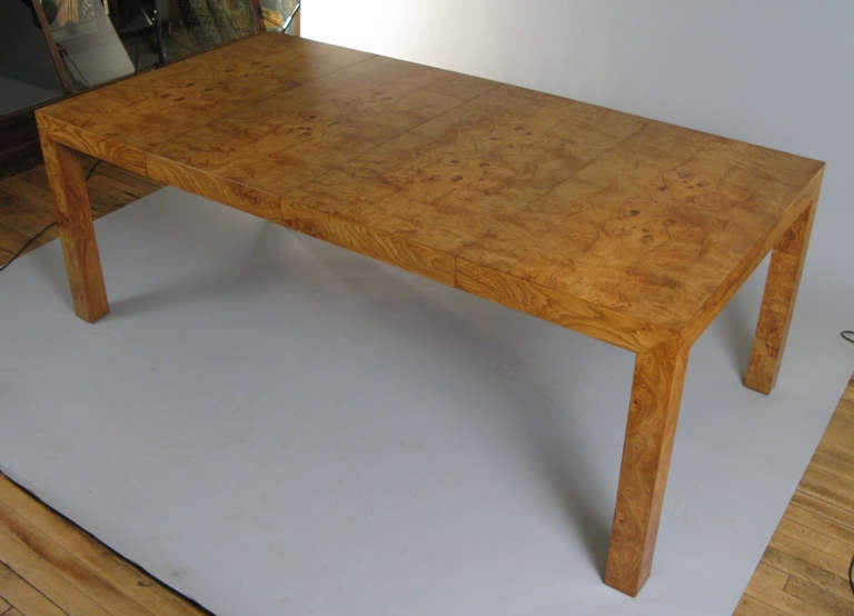 Vintage Modern Burled Parsons Extension Dining Table by Milo Baughman 3