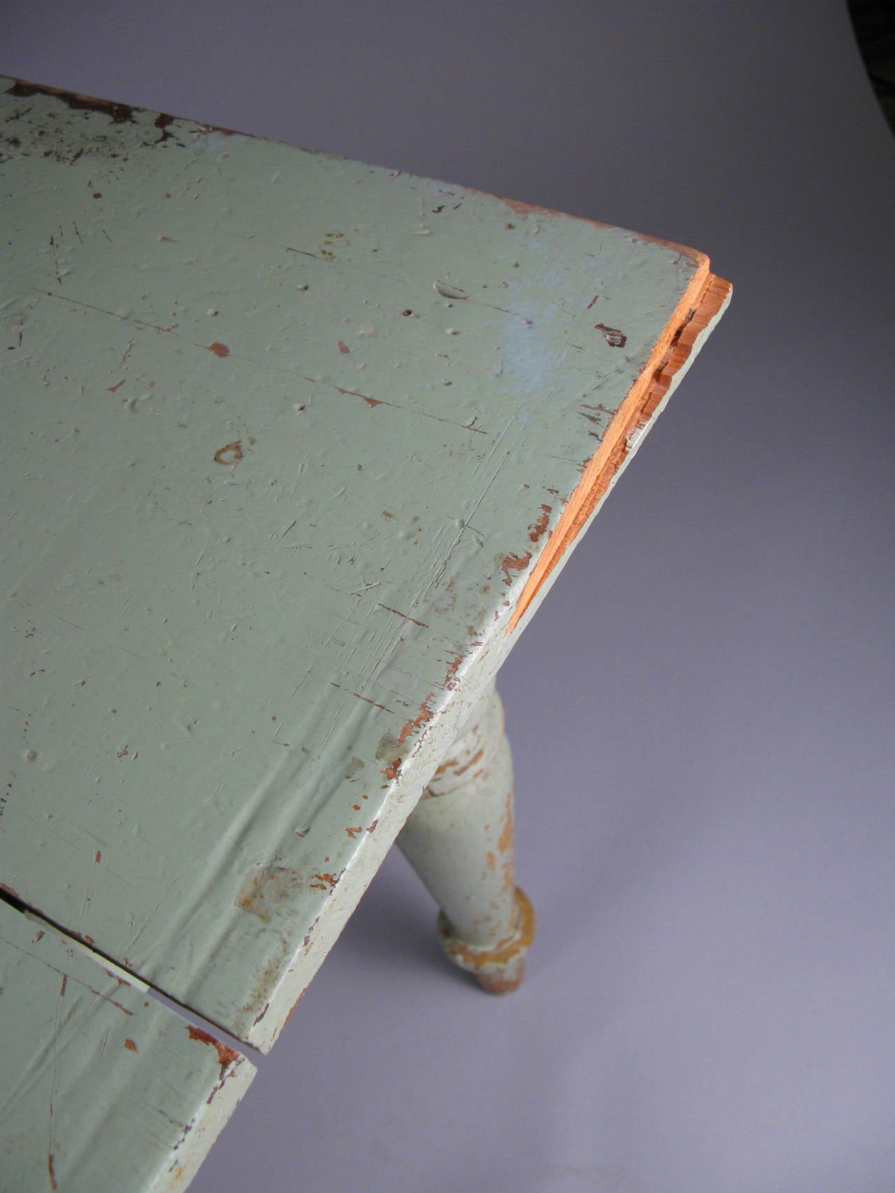 19th Century Country Table in Original Green Paint 2