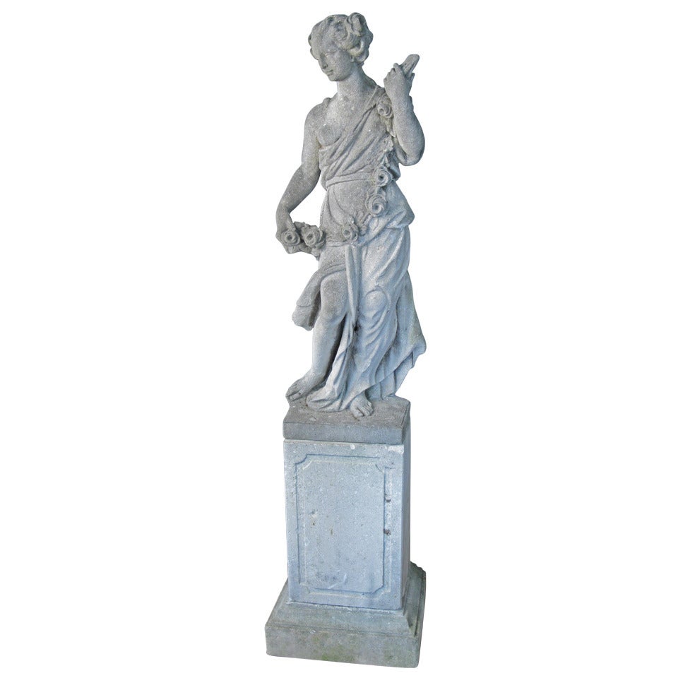 1940s Cast Stone Classical Statue of a Lady