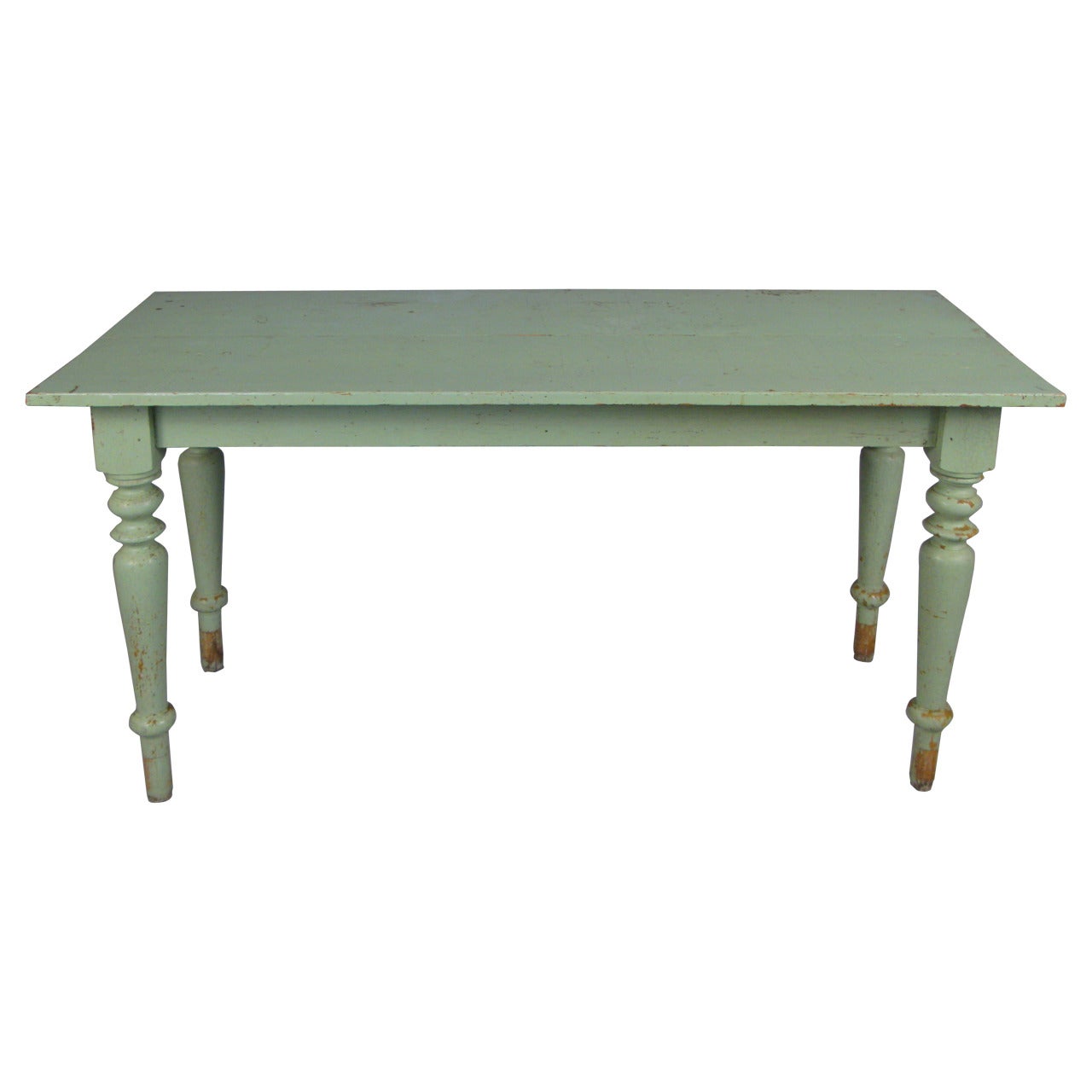 19th Century Country Table in Original Green Paint