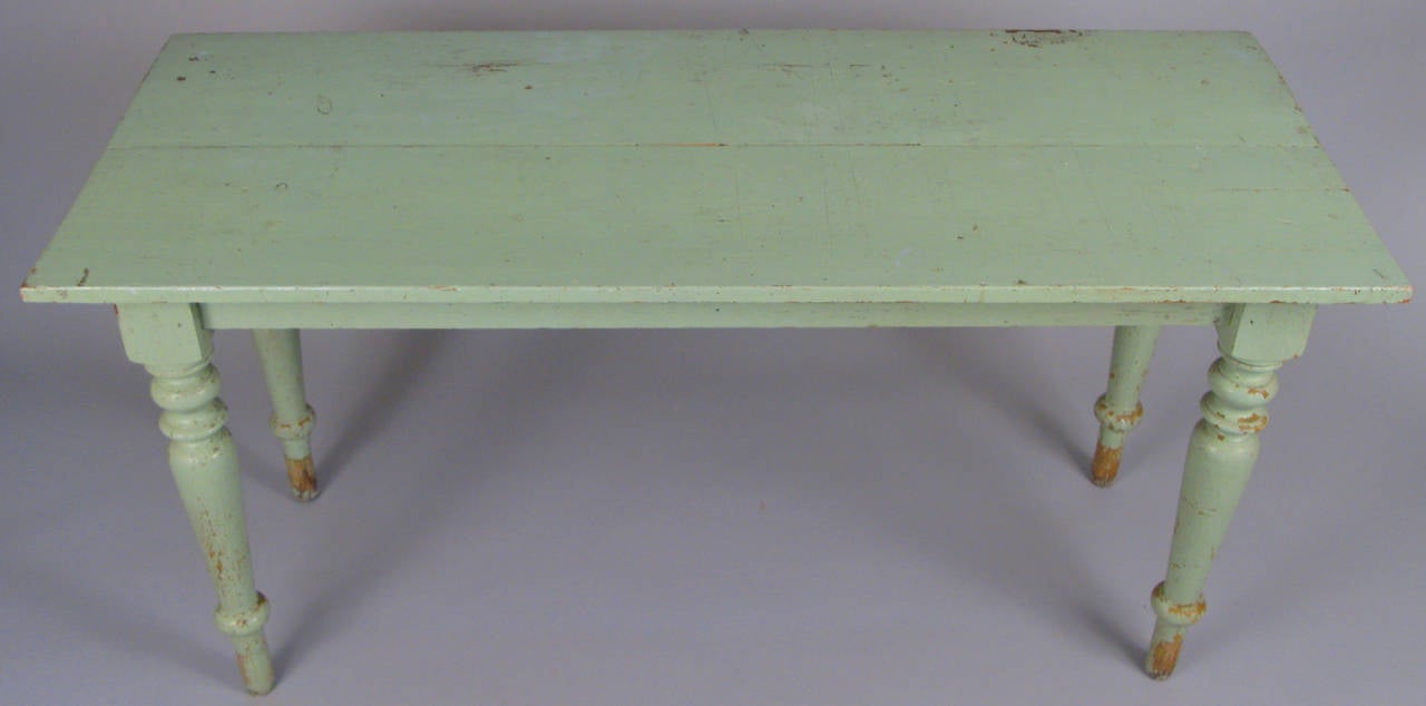 American 19th Century Country Table in Original Green Paint