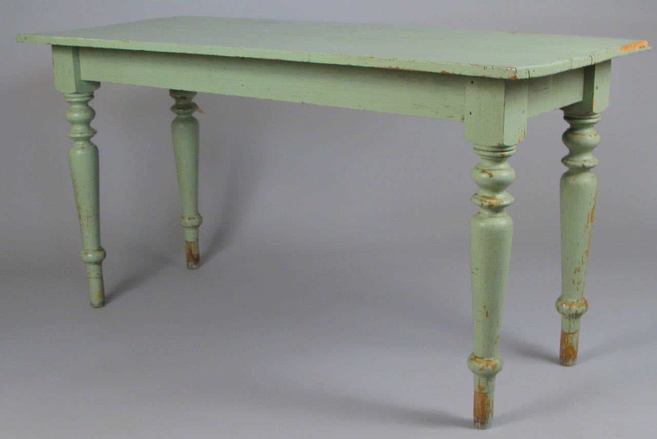 19th Century Country Table in Original Green Paint In Good Condition In Hudson, NY