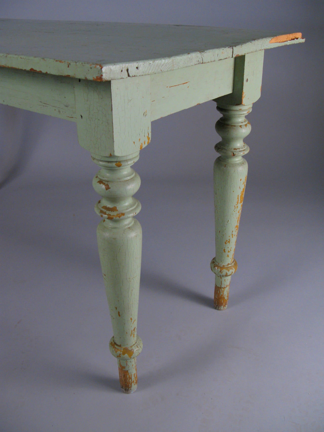 19th Century Country Table in Original Green Paint 1