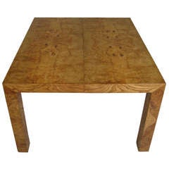 Vintage Modern Burled Parsons Extension Dining Table by Milo Baughman