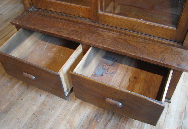 American Antique Oak & Glass Display Cabinet