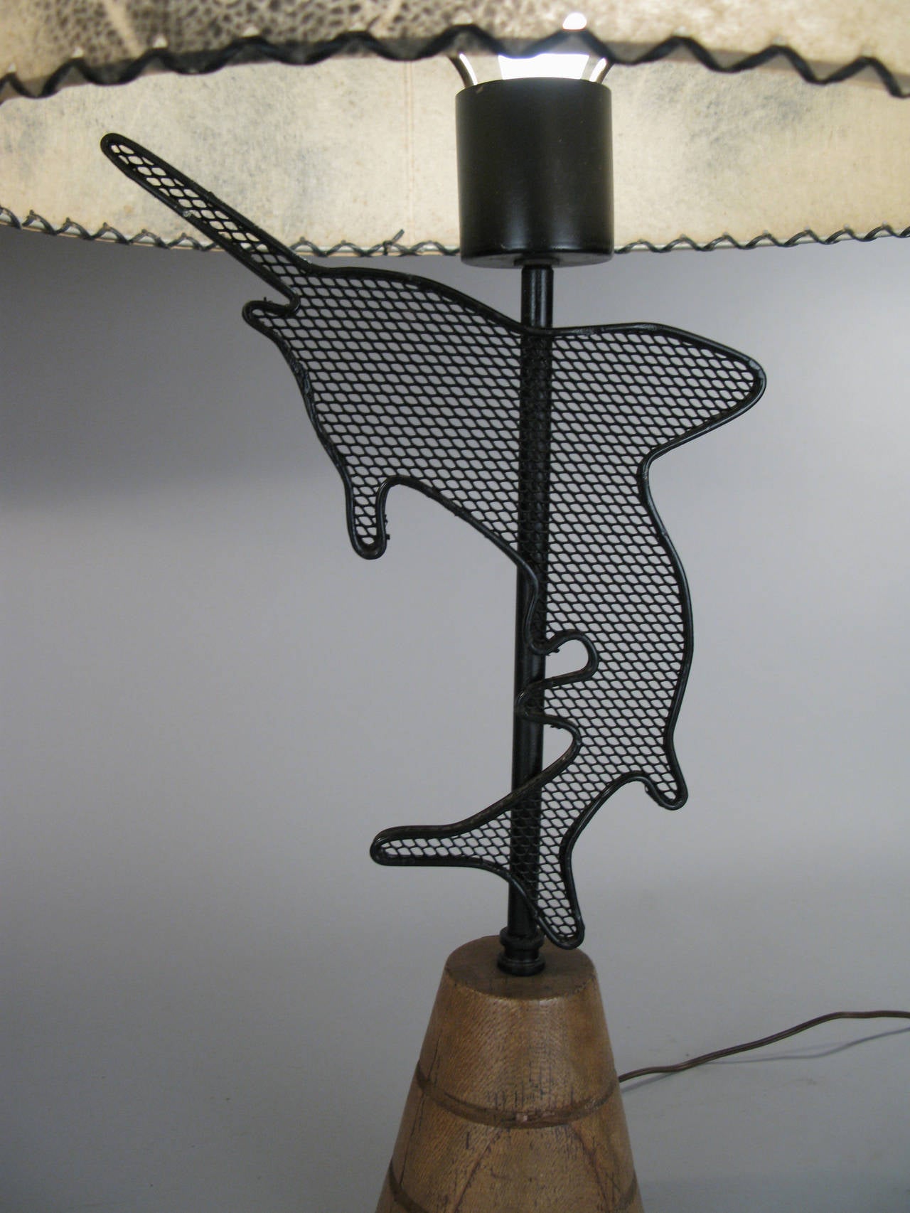 Mid-Century Modern Pair of 1950s Modern Wire Fish Lamps in the Style of Frederick Weinberg