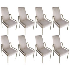 Set of Eight Brass DIning Chairs by Mastercraft