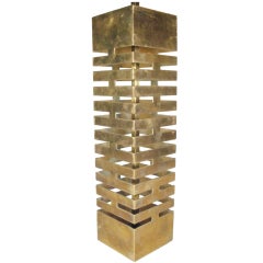 Modern Brass Open Cube Lamp by Max Sauze