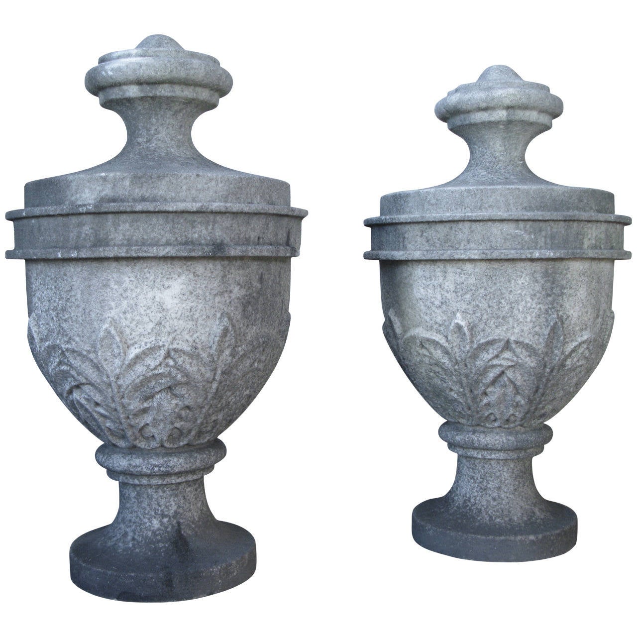 Pair of Large 19th Century Carved Marble Garden Finials at 1stdibs
