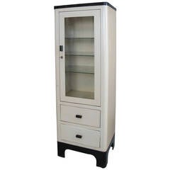 1940s Locking Medical Cabinet with Glass Door