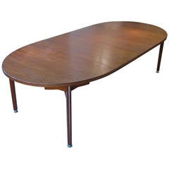 Vintage Oval Walnut Extension Dining Table by Jens Risom