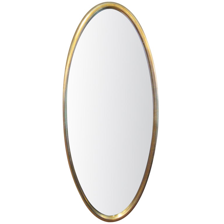 Classic Modern Gold Leaf Oval Mirror by La Barge at 1stDibs
