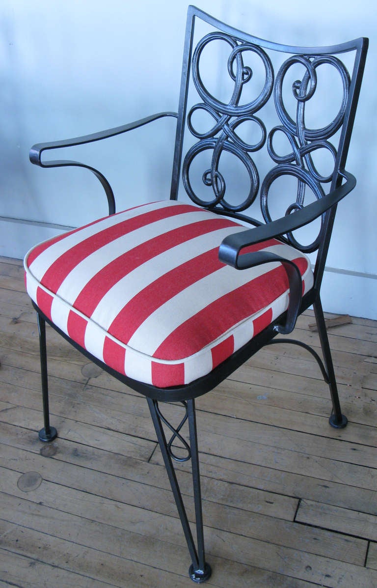 Vintage Wrought Iron Garden Dining Set with Eight Chairs