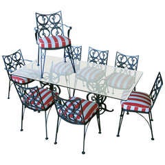 Vintage Wrought Iron Garden Dining Set with Eight Chairs by Woodard