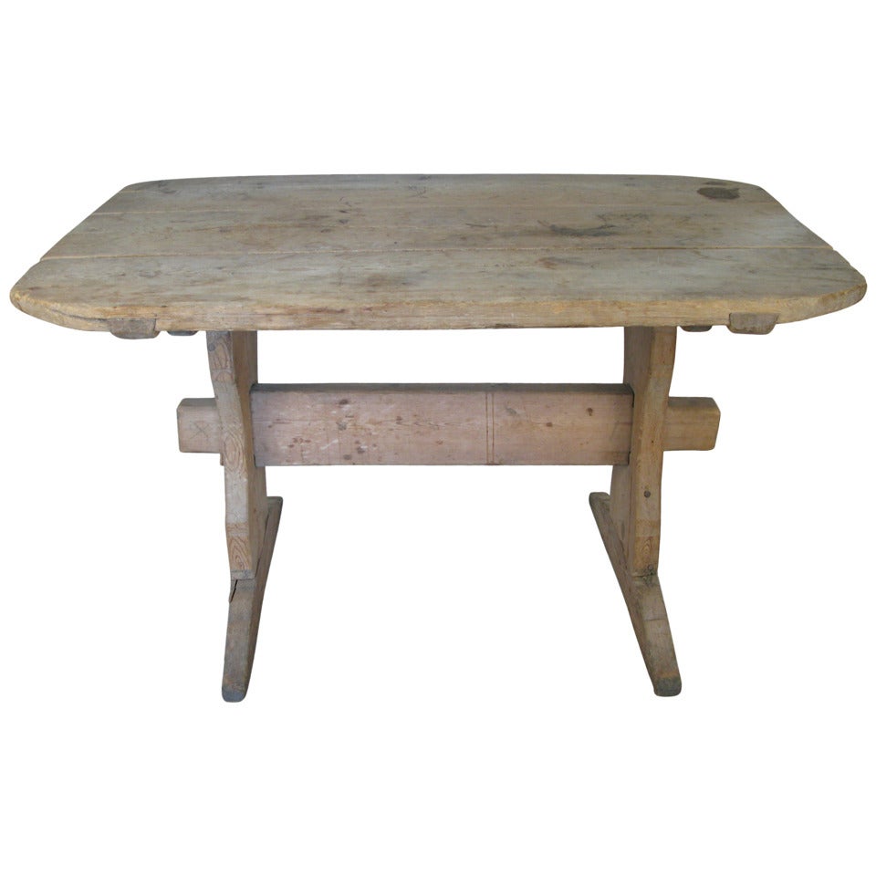 Antique Swedish Pine Trestle Table