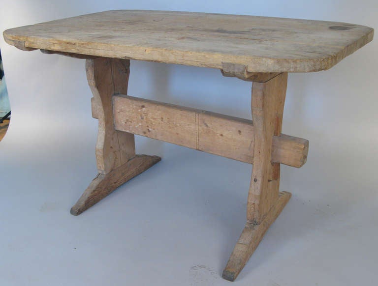 20th Century Antique Swedish Pine Trestle Table