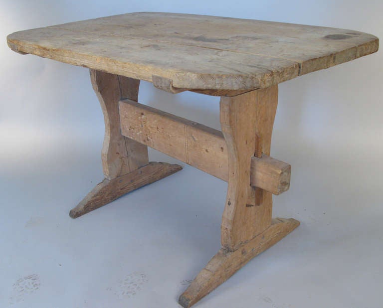 Antique Swedish Pine Trestle Table 1
