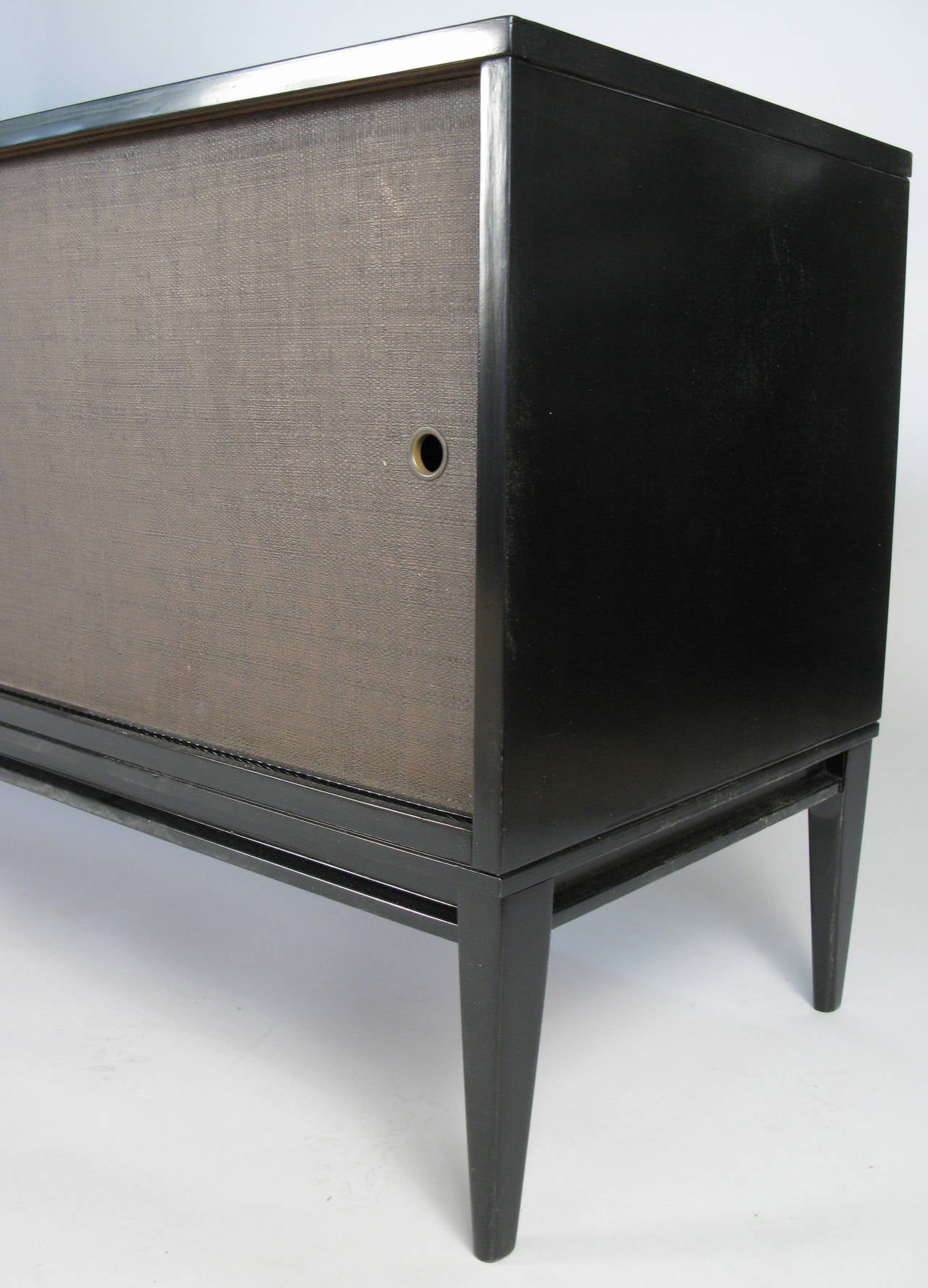 Mid-20th Century Modern Lacquered and Grasscloth Cabinet by Paul McCobb