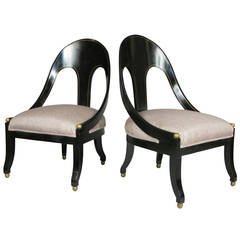 Pair of Vintage Spoon Back Slipper Lounge Chairs