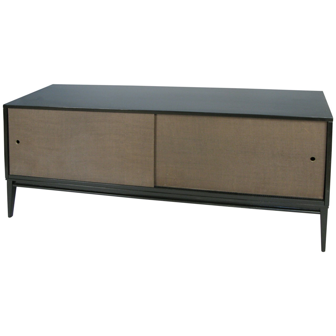 Modern Lacquered and Grasscloth Cabinet by Paul McCobb