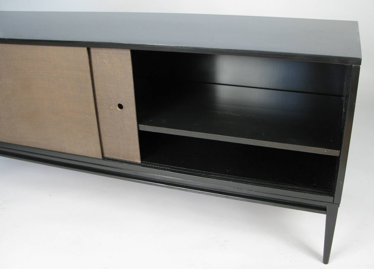 Modern Lacquered and Grasscloth Cabinet by Paul McCobb 1