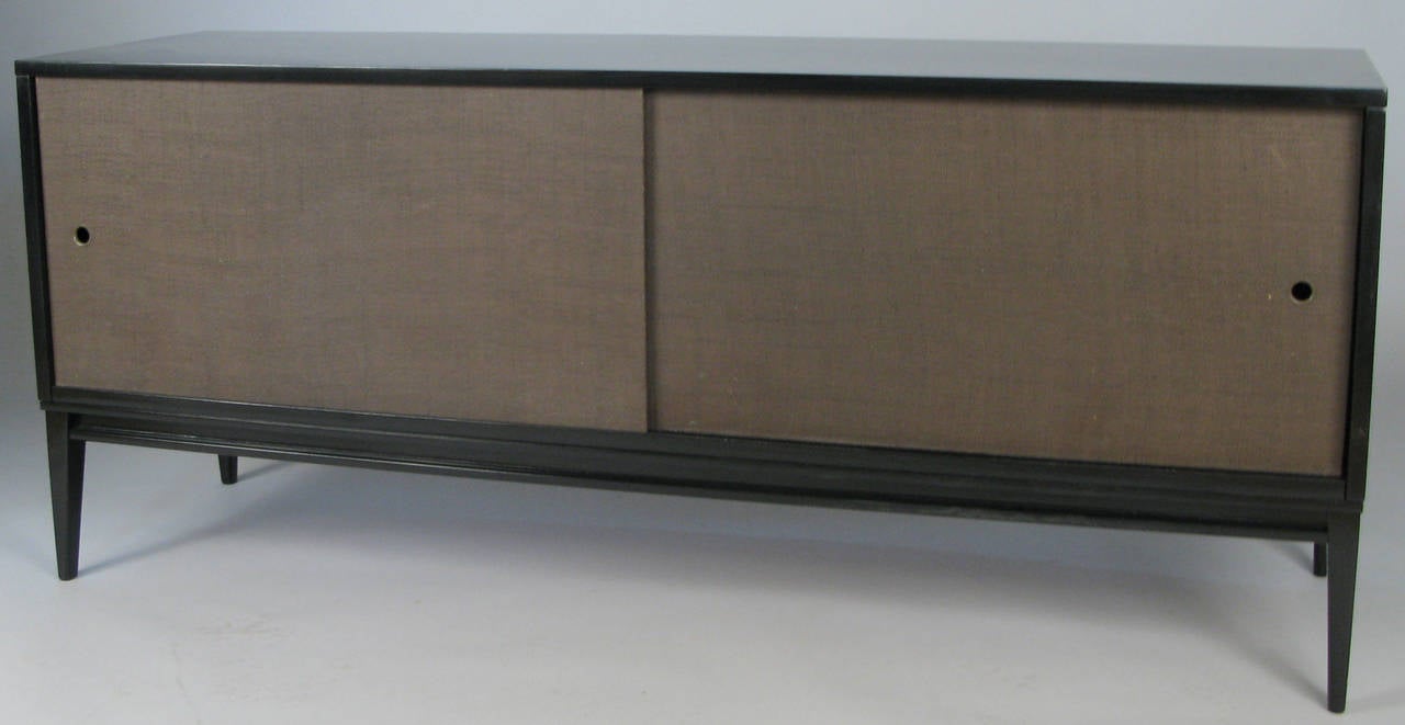 Mid-Century Modern Modern Lacquered and Grasscloth Cabinet by Paul McCobb