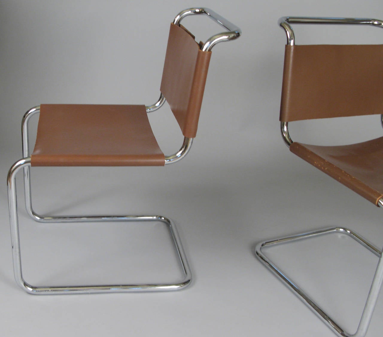 Mid-20th Century Pair of 1950s Italian Chrome and Leather Chairs