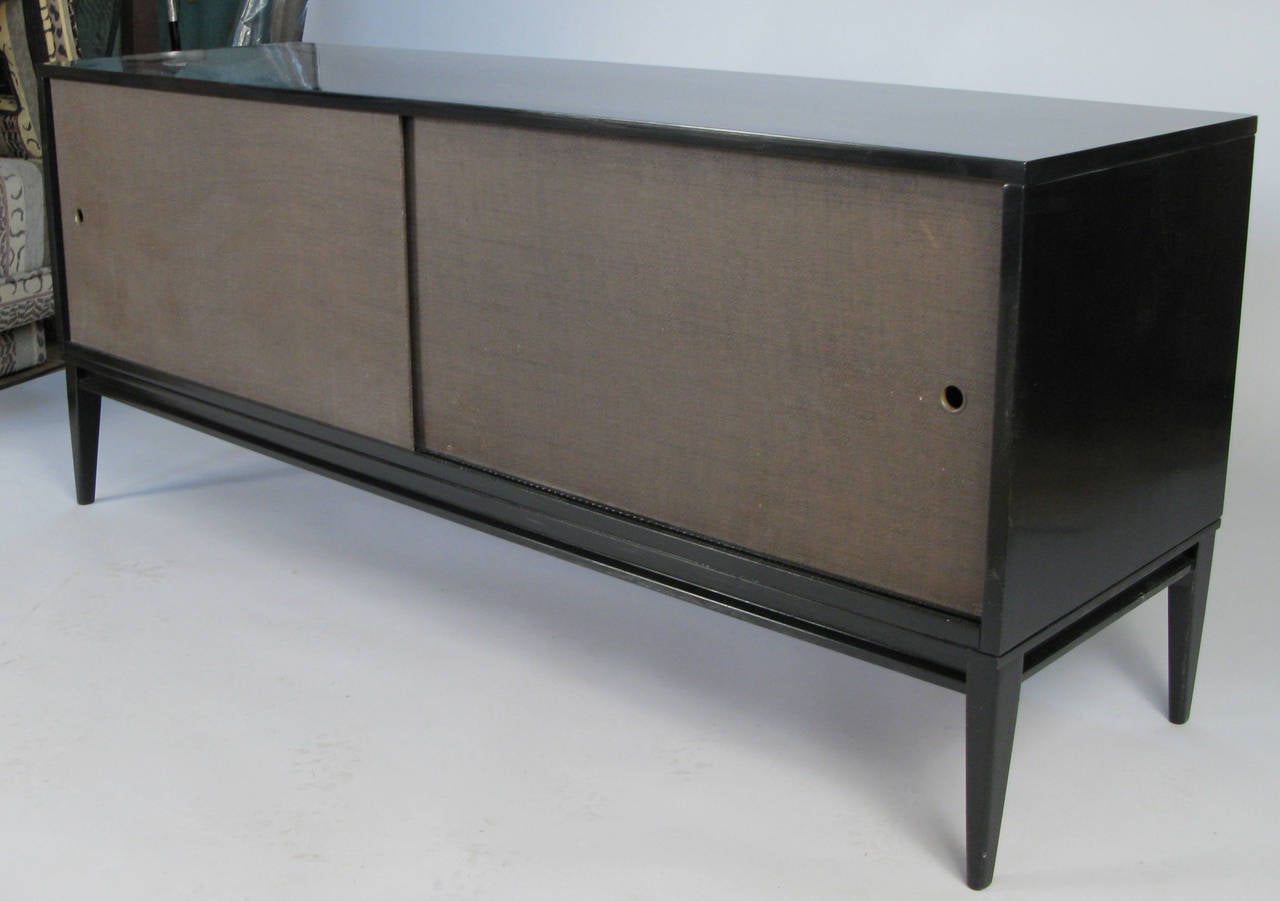 Modern Lacquered and Grasscloth Cabinet by Paul McCobb In Excellent Condition In Hudson, NY