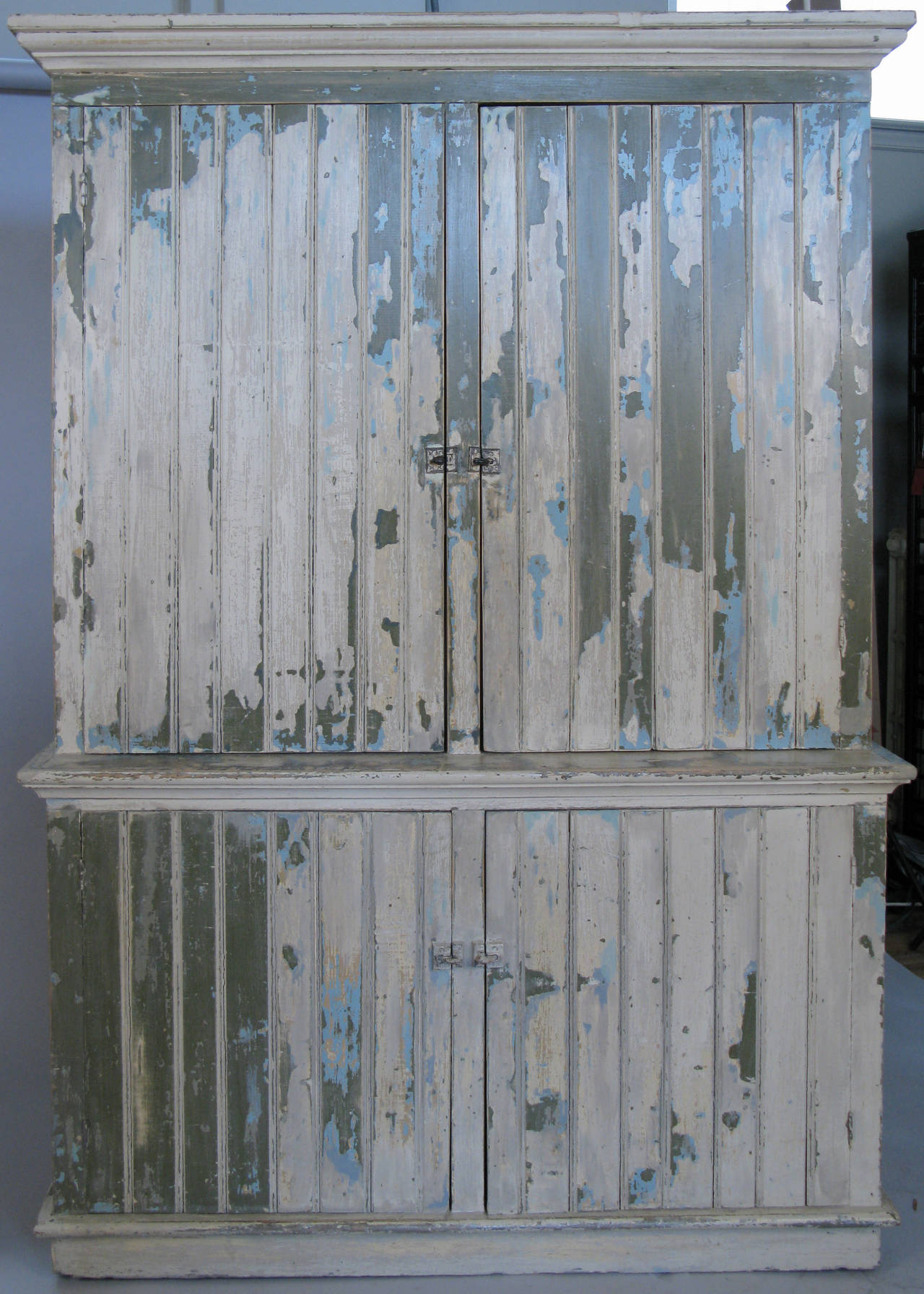 Antique 19th Century Painted Beadboard Cupboard