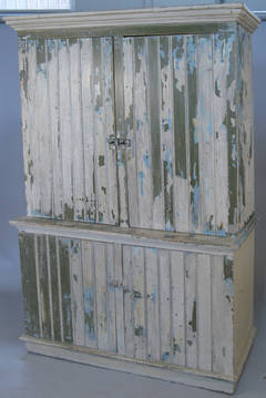 Antique 19th Century Painted Beadboard Cupboard