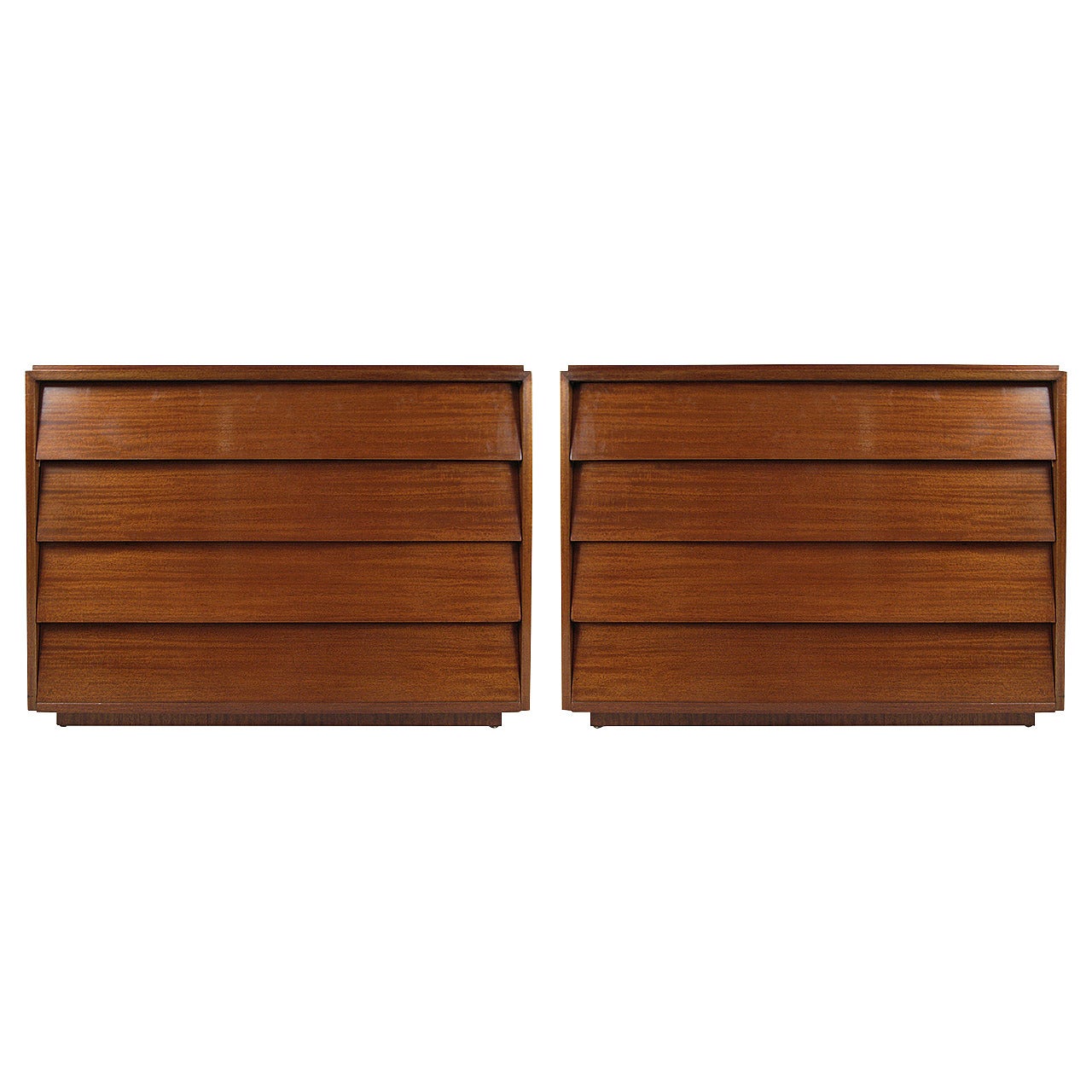 Pair of 1940s Mahogany Four-Drawer Chests