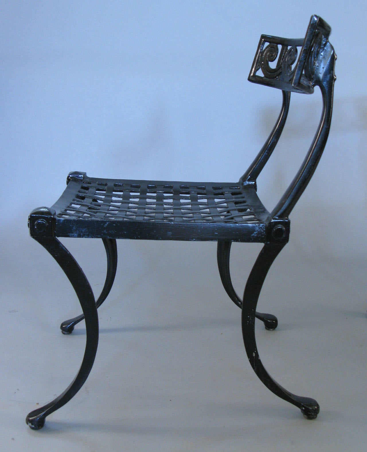 Pair of Klismos Vitruvian Scroll Chairs by Thinline 1