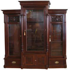 19th Century Hand Carved Bookcase Cabinet