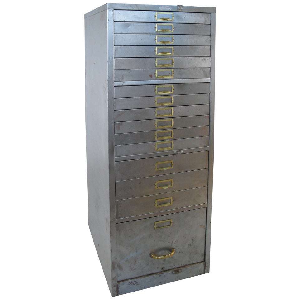 Vintage Brushed Steel Filing and Storage at 1stDibs