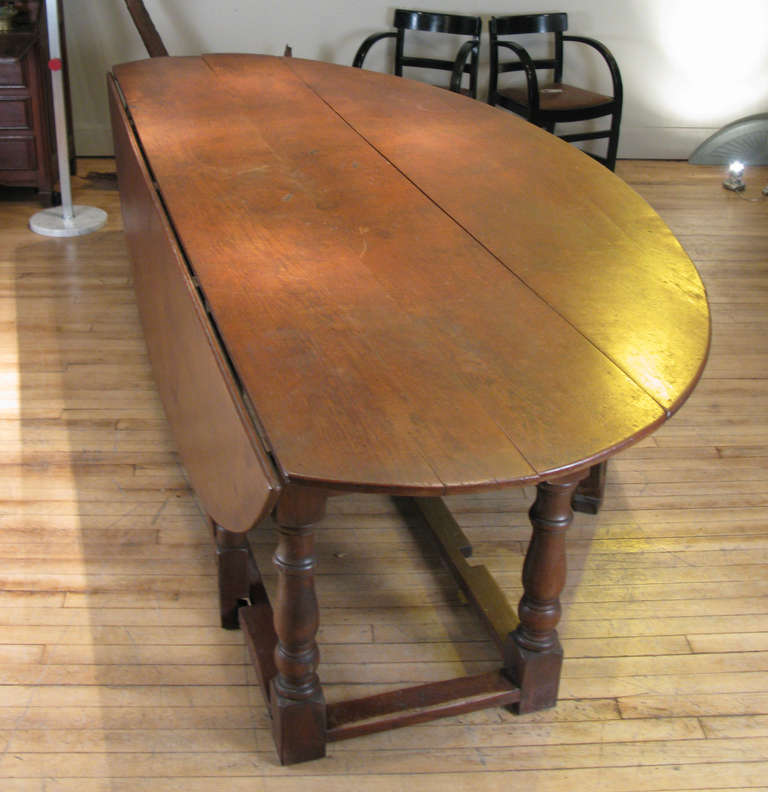 Antique English Oak Drop Leaf Oval Table 1