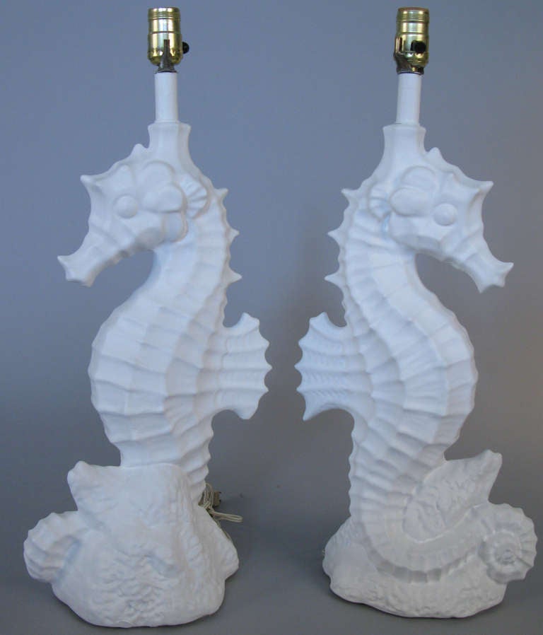 American Charming 1940's Plaster Starfish Table Lamps