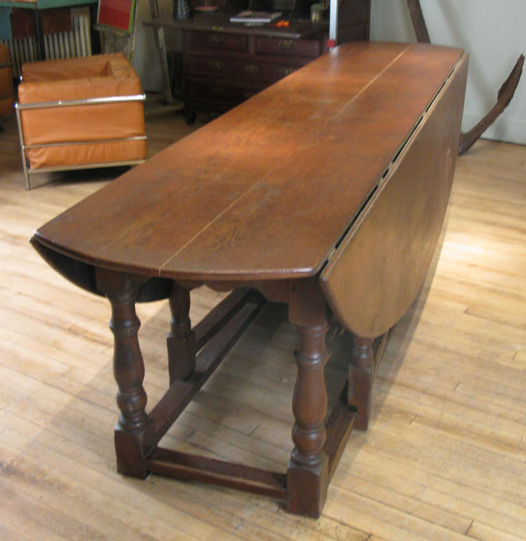 Antique English Oak Drop Leaf Oval Table 2
