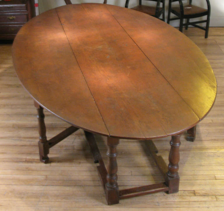 Antique English Oak Drop Leaf Oval Table 4