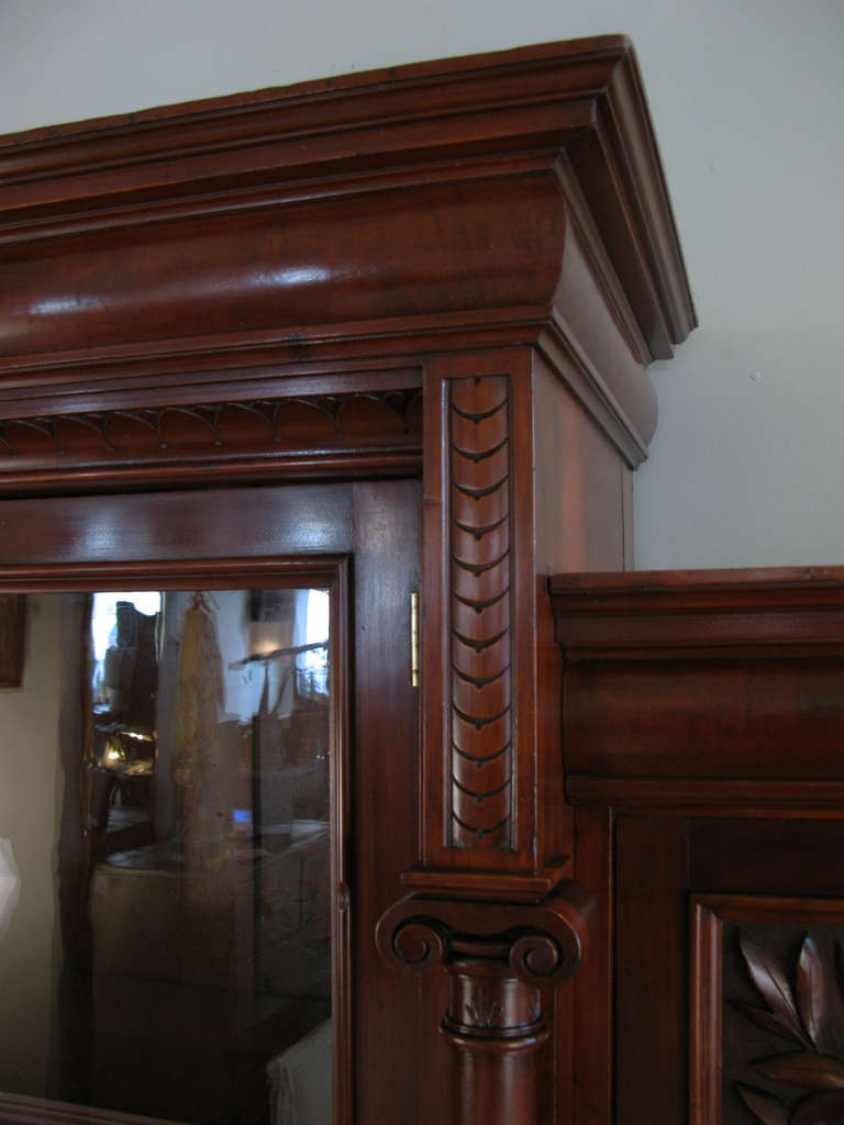 19th Century Hand Carved Bookcase Cabinet In Excellent Condition In Hudson, NY