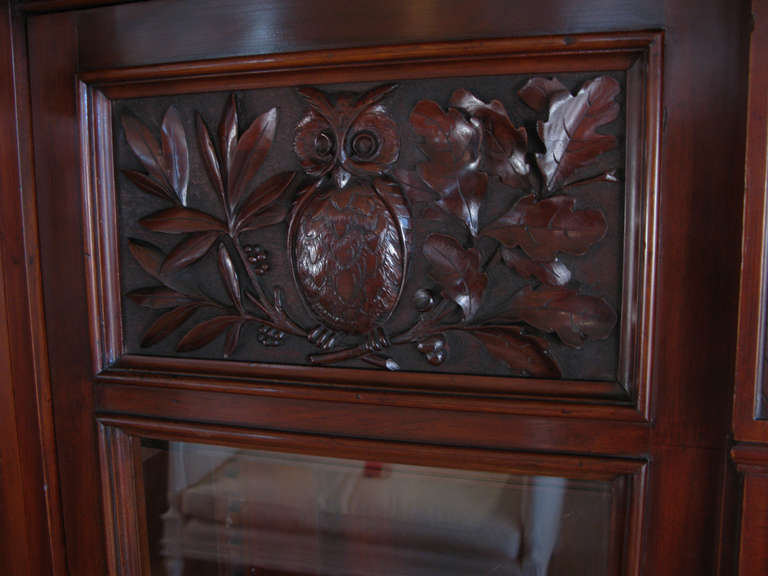 Mahogany 19th Century Hand Carved Bookcase Cabinet