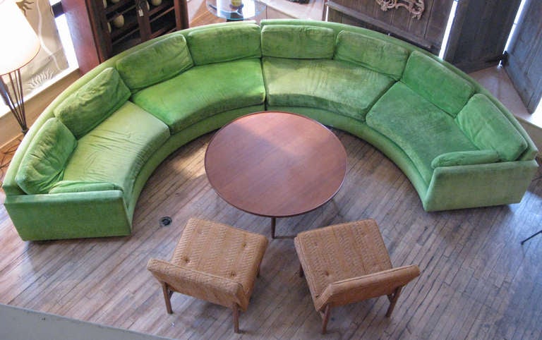 American Semi Circular Curved Sectional Sofa by Milo Baughman