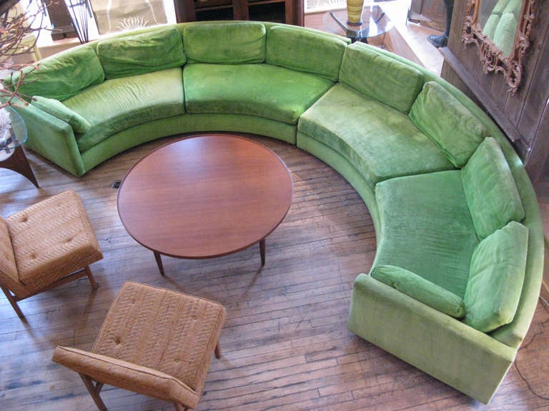 Semi Circular Curved Sectional Sofa by Milo Baughman In Good Condition In Hudson, NY