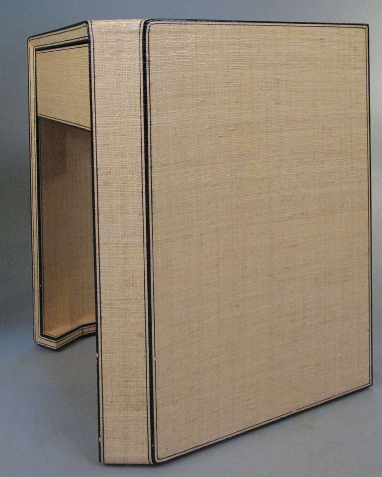 Late 20th Century Pair of Lacquered Linen Nightstands style of Karl Springer