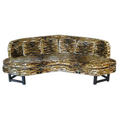 The Corner Sofa In Original Tiger Velvet By Edward Wormley For Dunbar